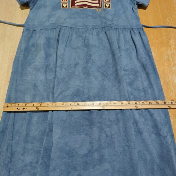 Cactus Bay Vintage light tie dye blue Maxi Dress Patriotic Flag Print Tie Back M - Picture 13 of 14